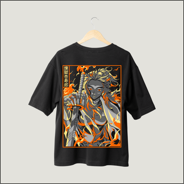 Blaze of Rengoku Oversized Tee - Ignite Your Wardrobe