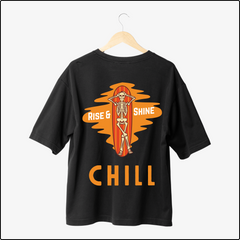 Rise & Shine Chill Skeleton Surfboard Tshirt